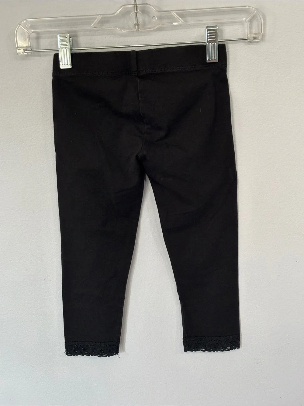 The Children’s Place Kids Black Stretch Leggings Lace Trim Girls Size Small 5/6
